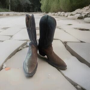 MEN'S COWTOWN green genuine lizard COWBOY BOOTS 9